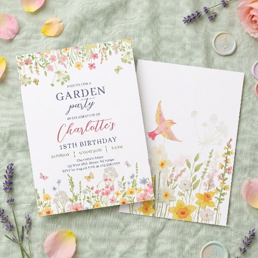 Invitation d'anniversaire pour jardin de fleurs sa