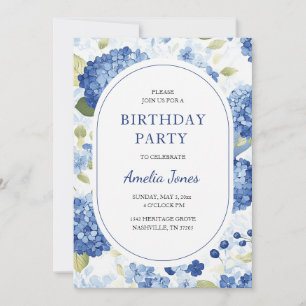 Invitation d'anniversaire pour jardin de hortensia
