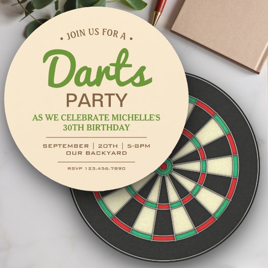 Invitation d'anniversaire pour jeu de fléchettes r
