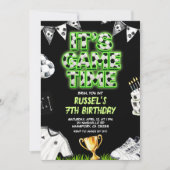 Invitation d'anniversaire pour jeu de foot Neon (Devant)
