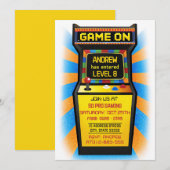 Invitation d'anniversaire pour jeu vidéo d'arcade (Devant / Derrière)