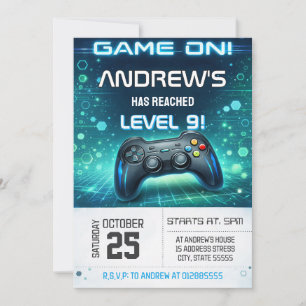 Invitation d'anniversaire pour jeux vidéo personne