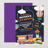 Invitation d'anniversaire pour jouet - Thème de fê (Devant / Derrière)