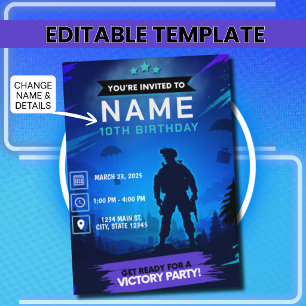 Invitation d'anniversaire pour joueur de Battle Ro