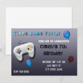 Invitation d'anniversaire pour joueur de jeu vidéo (Devant / Derrière)