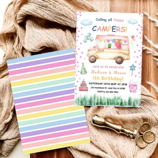 Invitation d'anniversaire pour jumeaux fille et ga