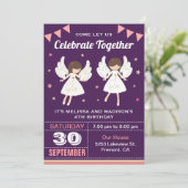 Invitation d'anniversaire pour jumelles fées migno (Debout devant)