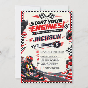 Invitation d'anniversaire pour karting moderne per