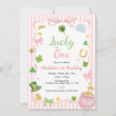Invitation d'anniversaire pour la chanceuse fille (Devant)