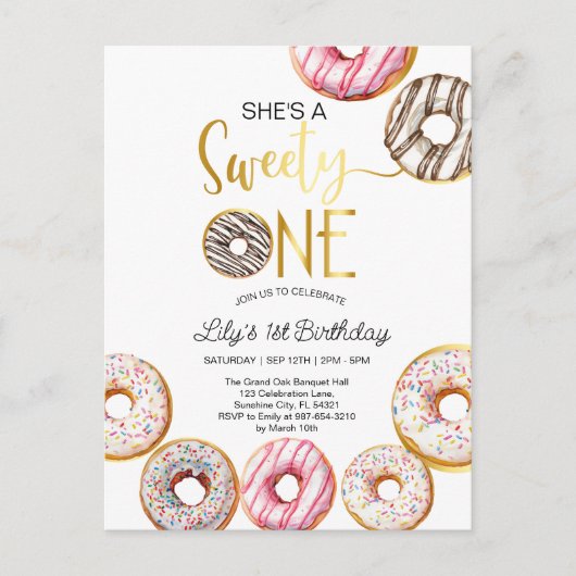 Invitation d'anniversaire pour la chère, 1ère fill (Devant)