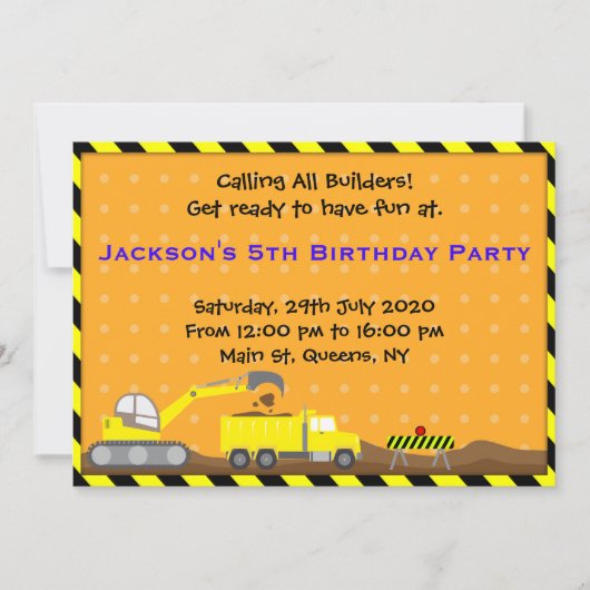 Invitation d'anniversaire pour la construction de  (Devant)