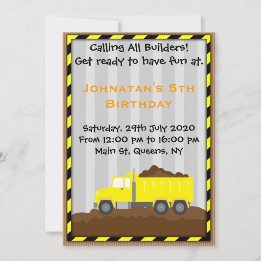 Invitation d'anniversaire pour la construction de (Devant)