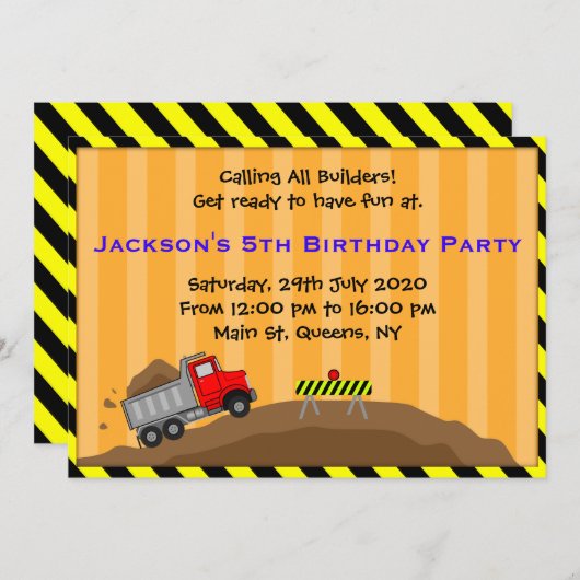 Invitation d'anniversaire pour la construction de  (Devant / Derrière)