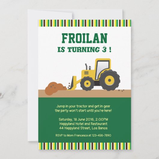 Invitation d'anniversaire pour la construction de (Devant)