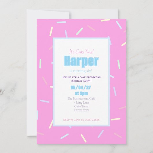 Invitation d'anniversaire pour la décoration de gâ (Devant)