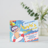 Invitation d'anniversaire pour la fête à la piscin (Debout devant)