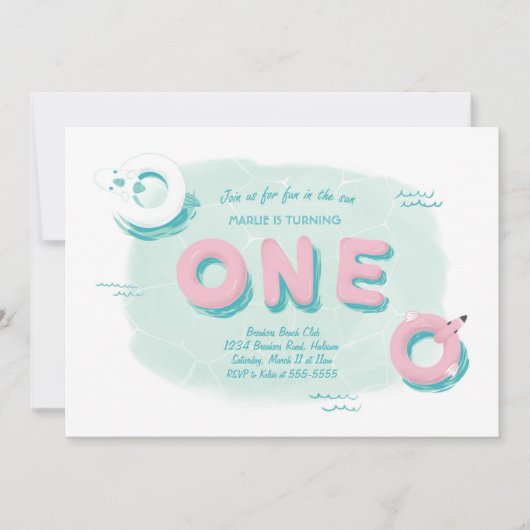 Invitation d'anniversaire pour la fête du Flamant  (Devant)