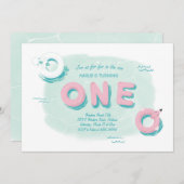 Invitation d'anniversaire pour la fête du Flamant  (Devant / Derrière)