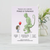 Invitation d'anniversaire pour la fille et le trol (Debout devant)