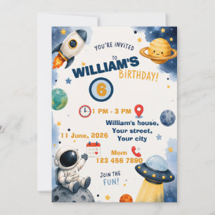 Invitation d'anniversaire pour la galaxie et le co
