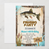 Invitation d'anniversaire pour la pêche au poisson (Devant / Derrière)