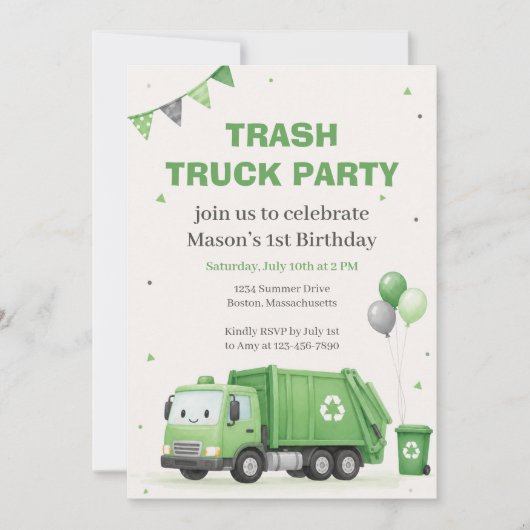 Invitation d'anniversaire pour le 1er anniversaire (Devant)