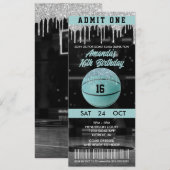 Invitation d'anniversaire pour le basket-ball fémi (Devant / Derrière)