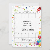 Invitation d'anniversaire pour le calendrier de ja (Dos)