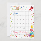 Invitation d'anniversaire pour le calendrier de ju (Devant)