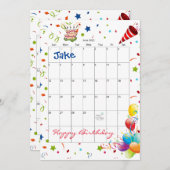 Invitation d'anniversaire pour le calendrier de ju (Devant / Derrière)