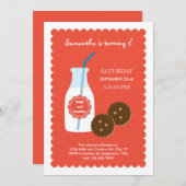 Invitation d'anniversaire pour le lait et les bisc (Devant / Derrière)