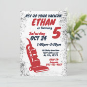 Invitation d'anniversaire pour le nettoyage à vide (Debout devant)