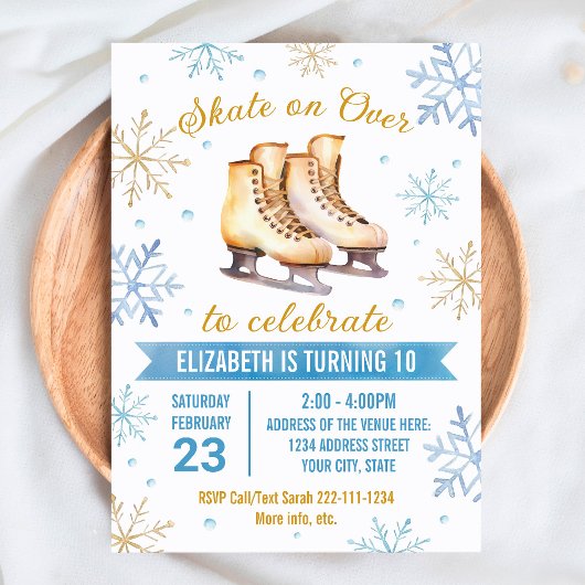 Invitation d'anniversaire pour le patinage sur gla