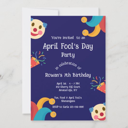 Invitation d'anniversaire pour le poisson d'avril (Devant)