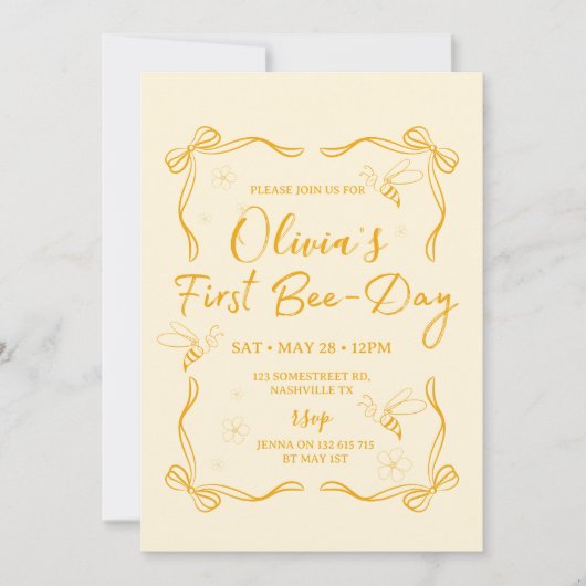 Invitation d'anniversaire pour le premier annivers (Devant)