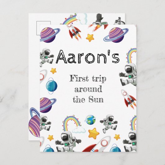 Invitation d'anniversaire pour le premier annivers (Devant / Derrière)