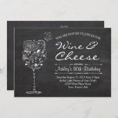 Invitation d'anniversaire pour le vin et le fromag (Devant / Derrière)