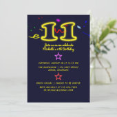 Invitation d'anniversaire pour les 11 ans avec un  (Debout devant)