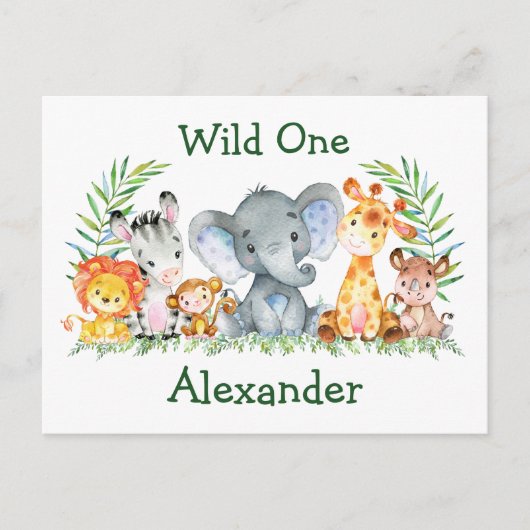 Invitation d'anniversaire pour les 1 an Safari Ani (Devant)