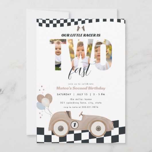 Invitation d'anniversaire pour les 2 ans de la voi (Devant)