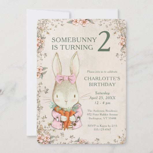 Invitation d'anniversaire pour les 2 ans de Somebu (Devant)