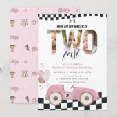 Invitation d'anniversaire pour les 2 ans, voiture (Devant / Derrière)