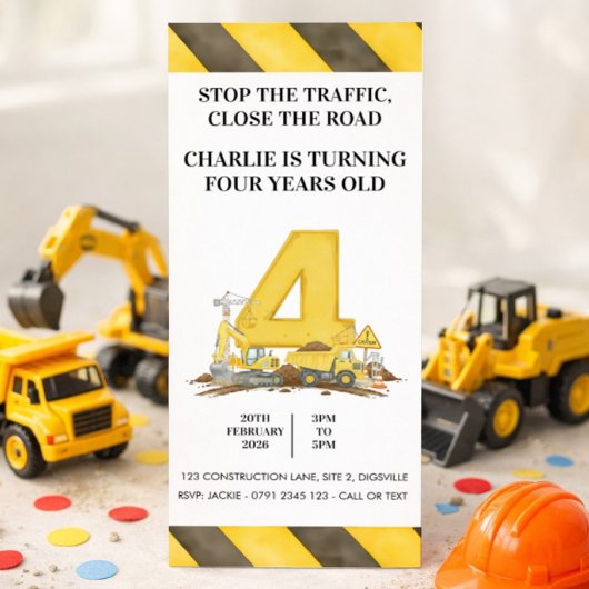 Invitation d'anniversaire pour les 4 ans sur le th