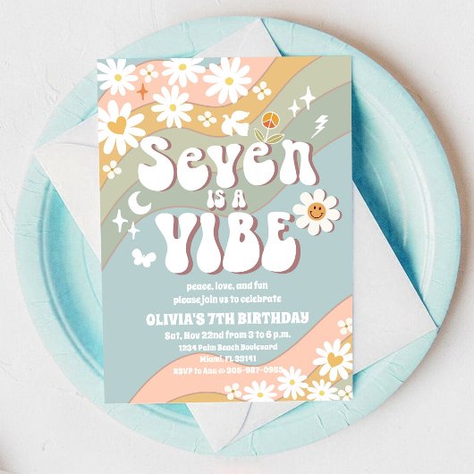 Invitation d'anniversaire pour les 7 ans sur le th