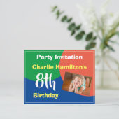 Invitation d'anniversaire pour les 8 ans avec phot (Debout devant)