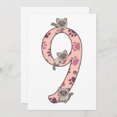 Invitation d'anniversaire pour les 9 ans de chat s (Devant / Derrière)