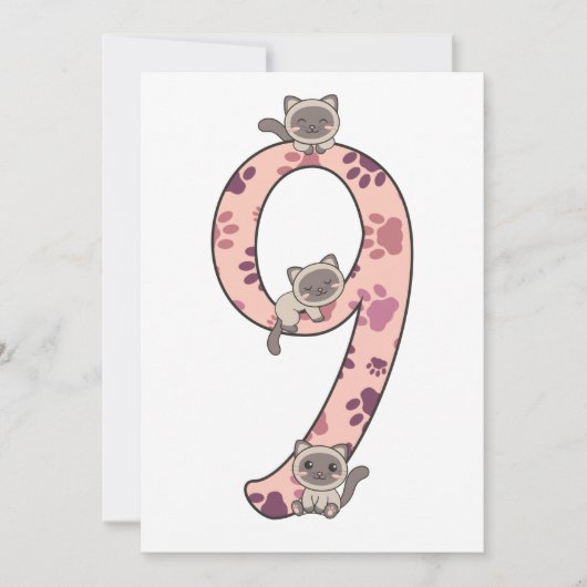 Invitation d'anniversaire pour les 9 ans des enfan (Devant)