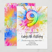 Invitation d'anniversaire pour les 9 ans sous l'ar (Devant / Derrière)