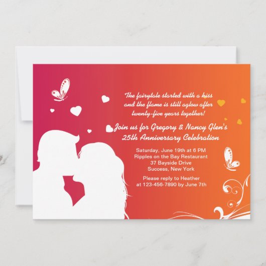 Invitation d'anniversaire pour les amoureux s'embr (Devant)