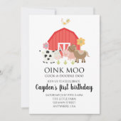 Invitation d'anniversaire pour les animaux de ferm (Devant)